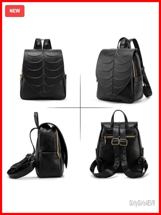 PU Leather Forest Leaf Backpack Fits 13\